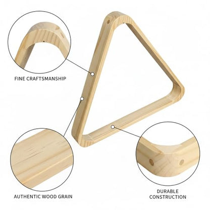 Solid Wood Billiard Triangle Rack for Standard Pool Balls - Durable Wooden Frame for 8-Ball & 9-Ball Games - color: Silver