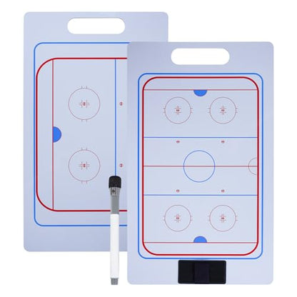 Joyeee Ice Hockey Coaching Board, Pro Full & Half Court Dry Double-Sided Erase Tactical Whiteboard with Marker and Pen Clip for Coaches, Player, Hockey Equipment Accessories, Perfect Coach Gifts - style: Hockey whiteboard