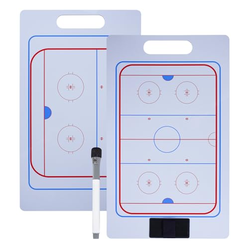 Joyeee Ice Hockey Coaching Board, Pro Full & Half Court Dry Double-Sided Erase Tactical Whiteboard with Marker and Pen Clip for Coaches, Player, Hockey Equipment Accessories, Perfect Coach Gifts - style: Hockey whiteboard
