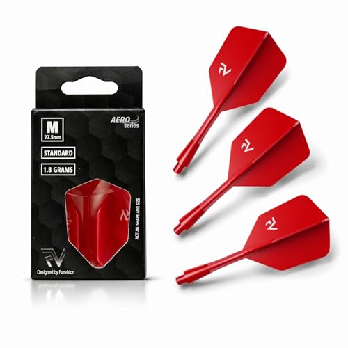 FunVision Aero Darts Flight and Shaft, Integrated Flight & Shaft System, Professional 2-in-1 Molded Darts Wings Accessories（3PCs ） - color: Red