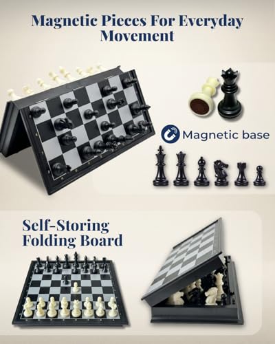 Travel Chess Set Magnetic Portable Folding Chess Board (Medium / 9.7 Inch) - size: Medium / 9.7 Inch