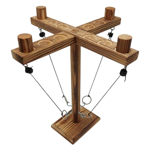 Ring Toss Game for Adults Up to 4 Players - Wooden Table Top Ring Hook Game - Easy to Assemble - Multiple Game Scenes - Classic Ring Toss Game for Adults