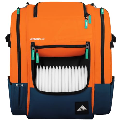 Axiom Discs Voyager Lite Backpack Disc Golf Bag (Choose Your Favorite Color) - color: Orange/Navy, style: V2