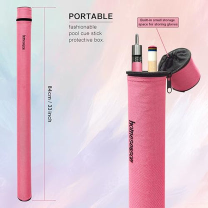 HomeSeason 58in 2-Piece Pool Cue, 18/19/20/21oz Professional Maple Billiards Stick 3D Printed Lizard Grip with Case, 12.5mm Tip Stainless Steel Quick Screw - color: 19oz(Pink)
