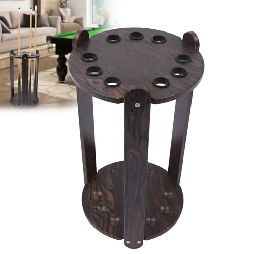 LYNICESHOP Pool Stick Holder Floor Stand, 9-Hole Billiard Rack, Wooden Billiard Cue Stand, For storing pool cues, fishing rods, golf clubs (9 HOLES ROUND) - style: 9 HOLES ROUND