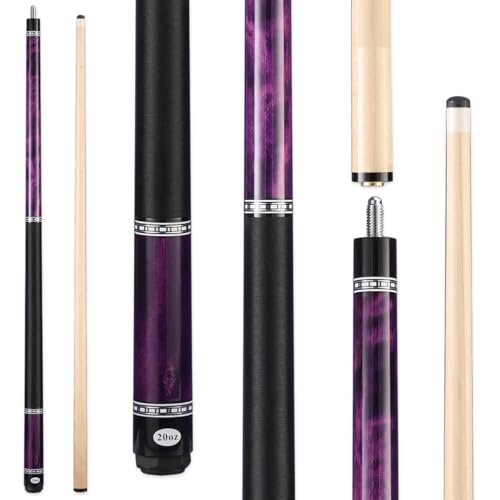 Canadian Maple Pool Cue Stick Set, 58 inch 18oz 19oz 20oz 21oz Billiard House Bar Pool Stick, 12.5mm Tip Billiard Cue for Beginner, Commercial and Home Entertainment - color: 12.5mm Purple