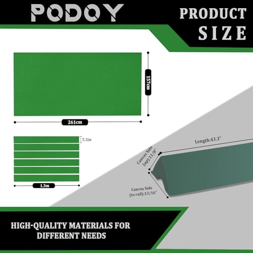 Podoy 8ft Pool Table Replacement Kit, Pool Table Bumpers (Set of 6) with Felt Cloth/Cushion Facings (Set of 12) for Billiard Rail Rubber Bumpers Home & Pro Use Billiard Rail & Pocket Accessories - color: GREEN WITH CLOTH