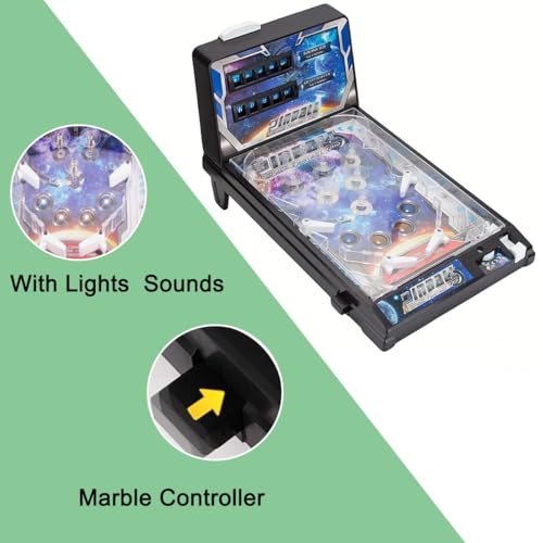 Exciting Arcade Pinball Machine Kit, Arcade Electronic Pinball Toy with Lights Sounds, Birthday Pinball Gifts Toy with LED Scoreboard, Desktop Pinball Shooting Game for Party Friend