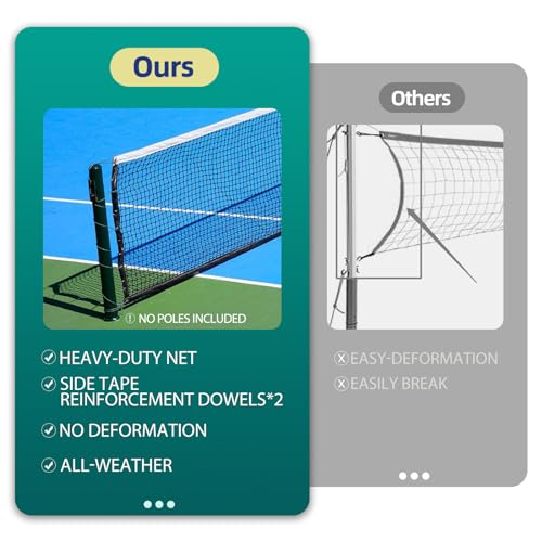 Professional Tennis Net 42FT Heavy Duty Nylon Net High Strength Non-Deforming Standard Replacement Tennis Net with 2 Fiberglass Dowels, Compatible with All Standard Outdoor Indoor Tennis Posts - style: Single-Layer Tennis Net