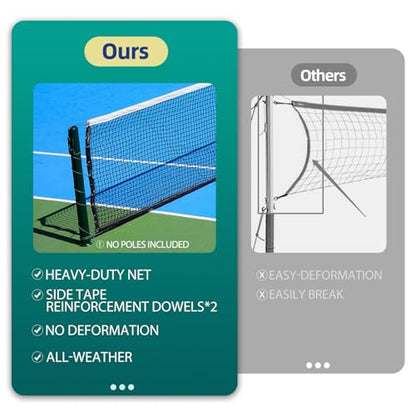 Professional Tennis Net 42FT Heavy Duty Nylon Net High Strength Non-Deforming Standard Replacement Tennis Net with 2 Fiberglass Dowels, Compatible with All Standard Outdoor Indoor Tennis Posts - style: Single-Layer Tennis Net