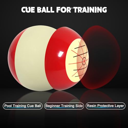 Pool Cue Ball 2-1/4" Standard Size Billiard Cue Ball Replacement for Training - color: Red&White