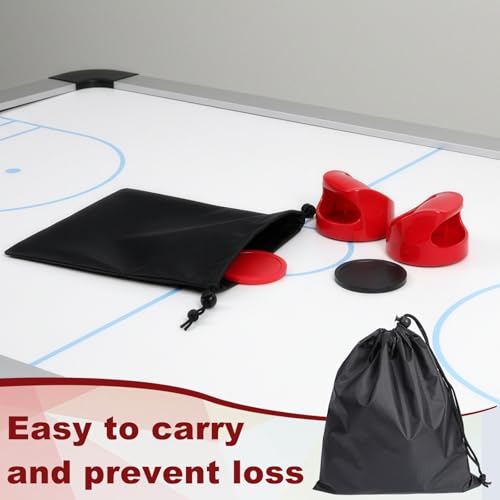 Coopay Air Hockey Pucks and Paddles - 2 Hockey Pushers & 4 Large Hockey Pucks with Nylon Storage Bag, Great Goal Handles Pushers Replacement Accessories for Game Tables - color: Red, Black