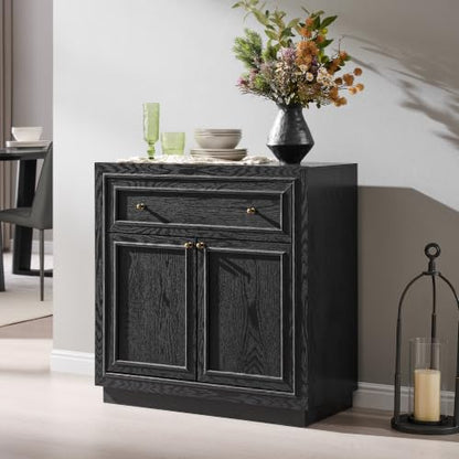 ACCOHOHO Modern Farmhouse Buffet Cabinet, 31.5" Sideboard Credenza, Modular Storage Cabinet with Framed Panel Fronts, Adjustable Shelves & Dual Base Design, Charcoal Black - color: Charcoal Black, size: 1 Piece