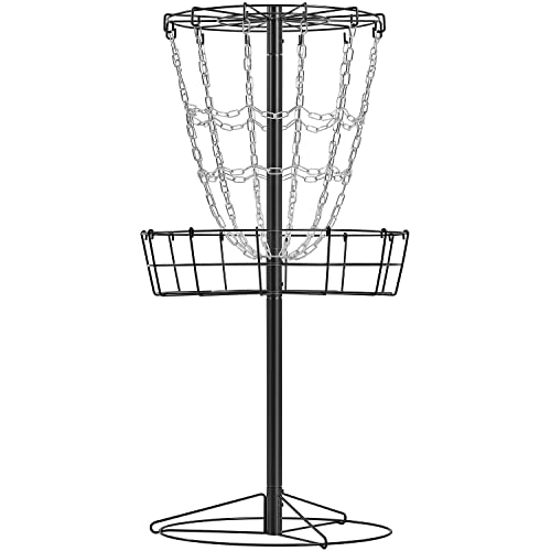 Yaheetech Disc Golf Basket Portable Disc Golf Practice Set 12/24 Chain w/Basket Target and Double Steel Chains for Outdoor - color: Black