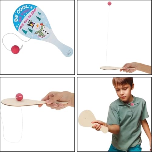 Fun Express 4" x 9" Religious Share God’s Love Snowman Wood Paddleball Games - 12 Pieces - style: Religious Snowman