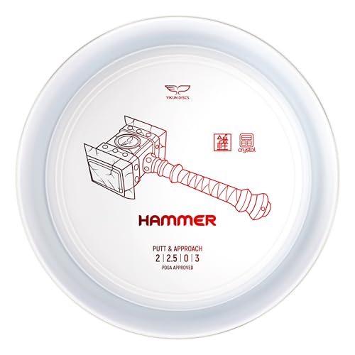 Yikun Hammer Golf Disc PDGA Approved - Limited Edition Pro Worlds 2025 | Overstable Driving Putter for Control & Hyzer Flips | Wind-Fighting Torque Resistant 170-176g (Premium Plastic) - color: transparent