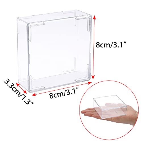 JUXYES Pack of 6 Plastic Clear Hockey Puck Display Case, Stackable Hockey Puck Holder Display Case Square Cube Transparent Hockey Puck Free Standing Display Cases