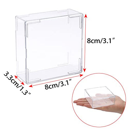 JUXYES Pack of 6 Plastic Clear Hockey Puck Display Case, Stackable Hockey Puck Holder Display Case Square Cube Transparent Hockey Puck Free Standing Display Cases