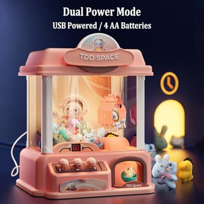 Claw Machine Arcade Game, Candy Grabber Machine, Features LED Lights and Sound Effects, Fun for The Whole Family (Color : Blue, Size : 49 Dolls+20 Capsules)