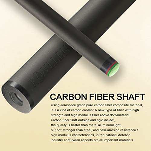 KONLLEN Carbon Fiber Pool Cue Stick 58-inch Professional Pool Sticks for Adults Full Carbon Technology Low Deflection Pool Cue Billiard Cues with 12.5mm Tip (Easy to Control, Pro Taper, Ultra-Smooth) - color: 016 black