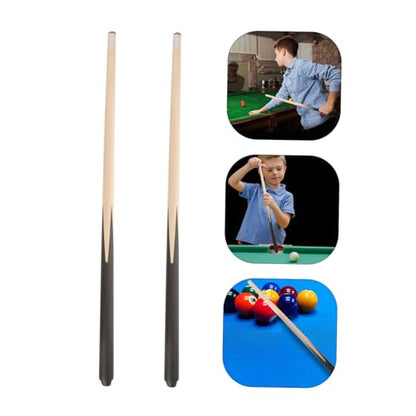 HEMOTON 2Pcs Short Pool Cue Stick Billiard Cue for Lightweight Wood Design for Practice and Tight Spaces Convenient for Pool Table Use