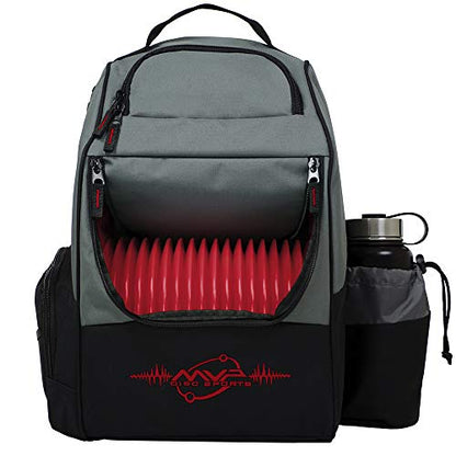 MVP Disc Sports Shuttle Disc Golf Backpack Bag (Choose Your Style and Color) - color: Gray/Red, style: Without Velcro Side Panel