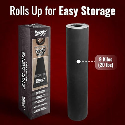 Shot Darts Heavy Duty, Protective Professional Dart Mat - Made from Thick, Shock Absorbing & Non-Curling Industrial Grade Rubber (9.9 Feet x 2 Feet)