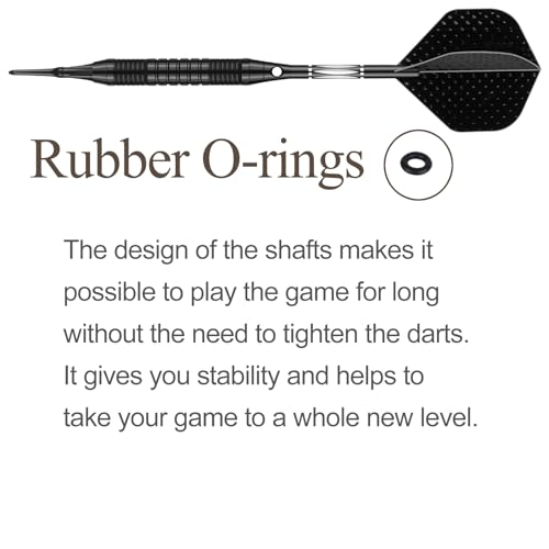 Darts Plastic Tip Set - 18g 21g Colorful Rainbow Soft Tip Darts 50 Anti-Loose O-Rings 6 Shaft (Aluminum/Nylon 45mm) 6 Durable Flights Extra 50 Soft Tips Electronic Dartboard - color: Black-DART-D