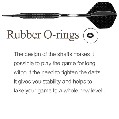 Darts Plastic Tip Set - 18g 21g Colorful Rainbow Soft Tip Darts 50 Anti-Loose O-Rings 6 Shaft (Aluminum/Nylon 45mm) 6 Durable Flights Extra 50 Soft Tips Electronic Dartboard - color: Black-DART-D
