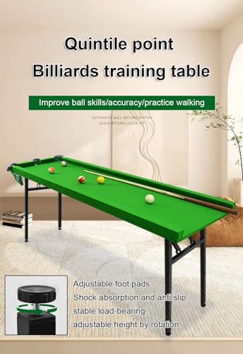 Folding Pool Table, Durable 3-Bag Billiards Training Table, for Game Room Living Room Office, with Leveling Device