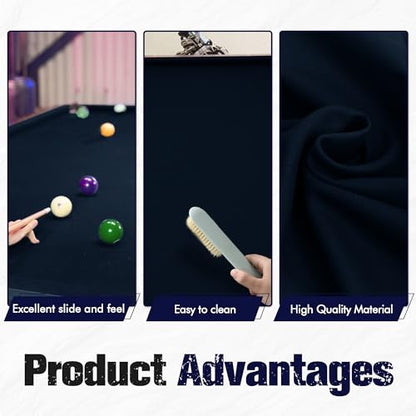 Pool Table Felt and Bumper Kit Felt for Billiard Cloth with Pool Table Bumpers and Cushions Facing, 6 Pcs Cloth Strips and Staple Remover - color: Navy, size: 8FT + 42'' Bumpers