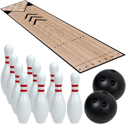 Mini Bowling Set, Indoor & Outdoor Home Bowling Set, Bowling Alley Set with Lane, Bowling Pins & Ball Set