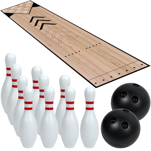 Mini Bowling Set, Indoor & Outdoor Home Bowling Set, Bowling Alley Set with Lane, Bowling Pins & Ball Set