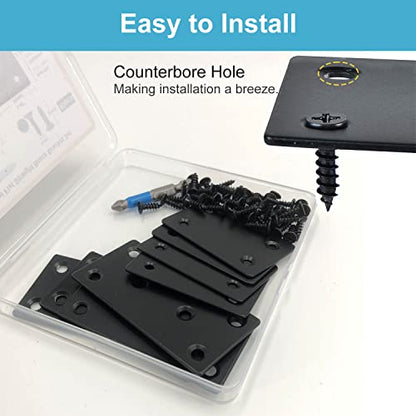 QSJ 8 Pack Black Flat Mending Plate 3.15x1.57‘’ & 2.36x1.49'', Stainless Steel Bracket, Straight Metal Brace Bracket, Fixing Joining Plate for Wood Furniture Fastening & Fixing - size: Black, 3.15x1.57‘’ & 2.36x1.49''