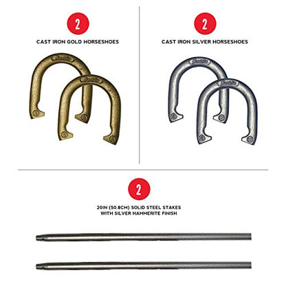 Franklin Sports Horseshoes Set - Metal Horseshoe Game Set for Adults + Kids - Official Weight Steel Construction - Beach + Lawn Outdoor Game - Recreational - style: Recreational
