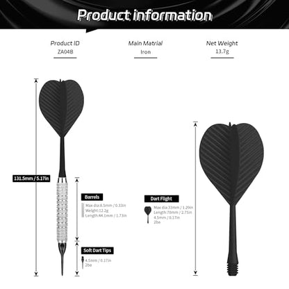 CyeeLife Plastic Tip Darts,12pcs Soft Darts Set with 100 Plastic Tips for Electronic Dartboard