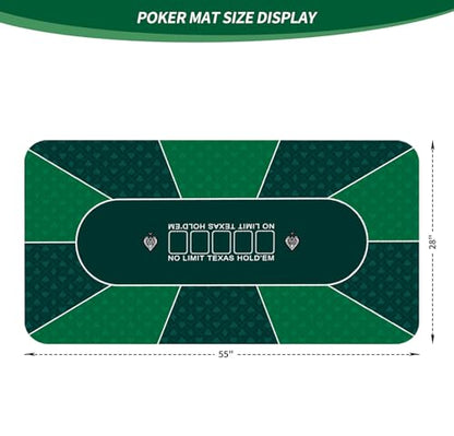 nuveti Poker Mat - 55 x 28inch Non-Slip Poker Table Game Mat - Portable Rubber Waterproof Poker mat for Table 6-8 Player Card Game Anti-Slip Rubber Poker Table Top Layout - color: 55 X 28 Inch Rectangular-green7