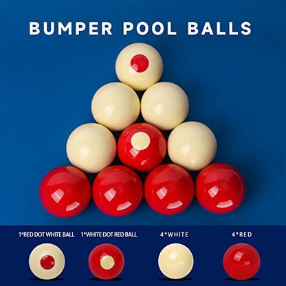 GSE Games & Sports Expert 2-1/8" Regulation Size Bumper Pool Balls, Standard Set of 10 Billiard Ball Set, Bumper Pool Table Accessories