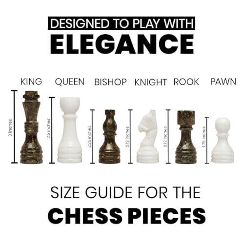 Handcrafted Premium Marble Chess Pieces Set Elegant 32-Piece Replacement for 12-15 Inch Chess Boards with Storage Box (Grey and White) - color: Grey and White