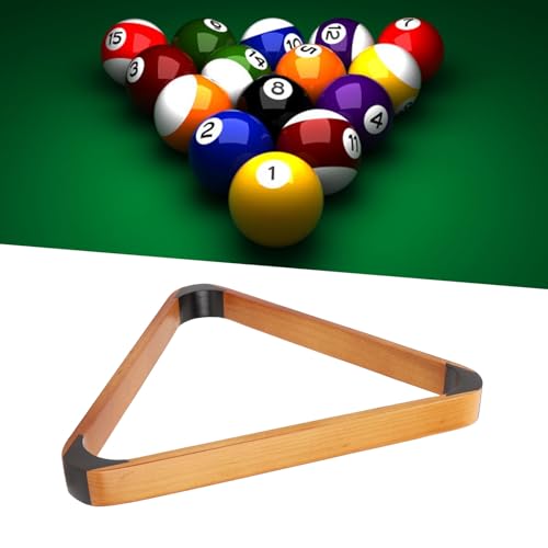 Keenso Billiard Ball Triangle Rack,Billiard Ball Triangle Rack Black 57.2MM Pine British Fancy 9 Ball Pool Ball Rack Yellow