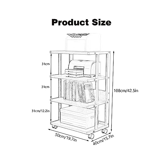 4-Tier AV Media Stand Gaming TV Cabinet and Stereo Rack Audio Tower with Height Adjustable Tempered Wood Stand (Color : White, Size : 50x40x108cm) - color: White