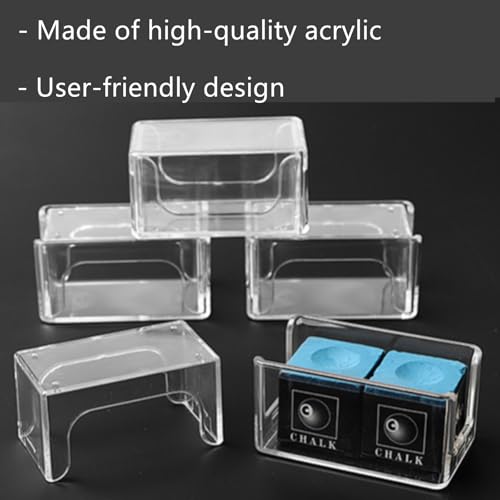 Pool Cue Chalk Holder Case, Single Billiard Chalk Storage Box Hold 2 Packs Chalk, Clear