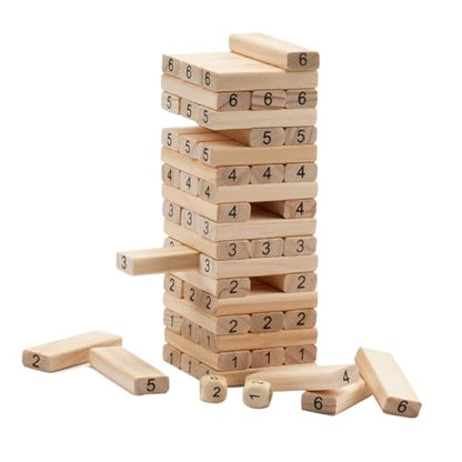 GSE Games & Sports Expert 54-Piece Mini Tumbling Timbers, Wooden Blocks Stacking Floor Game Set (Build to Over 1.5ft)