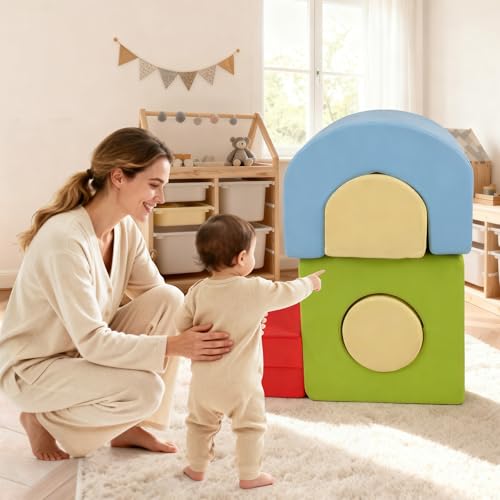 Climbing Toys for Toddlers 1-3 – 5 Pieces Soft Foam Indoor Play Blocks Set for Babies & Kids