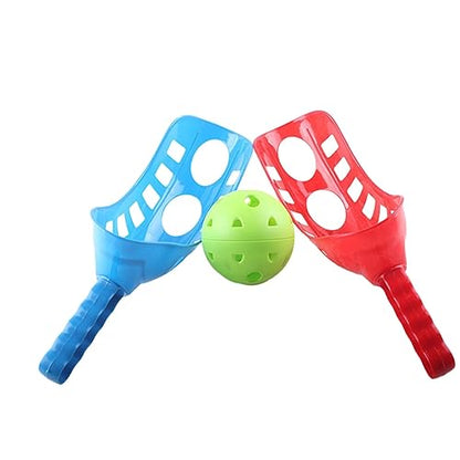VANZACK Catch and Toss Ball Game Outdoor Playset for Fun Family Activity for Backyard Park Beach Includes Launchers Balls Random Colors