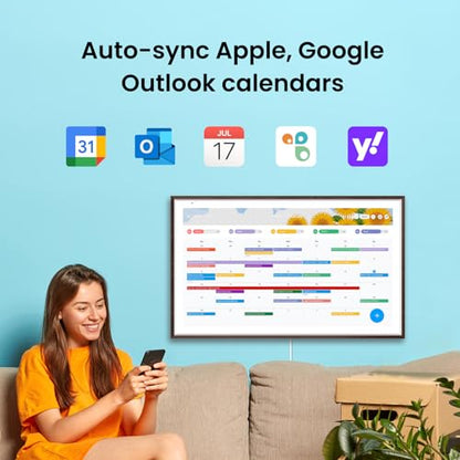 Apolosign 27-inch 4K Digital Calendar & Smart Family Wall Planner, No Subscription, Calendar & Dashboard Dual-Mode System, Shared Touchscreen Display with Calendar Sync, Chore Charts & Family Scheduling Hub, Wall Mount Included (Dark Oak) - color: Dark Oa