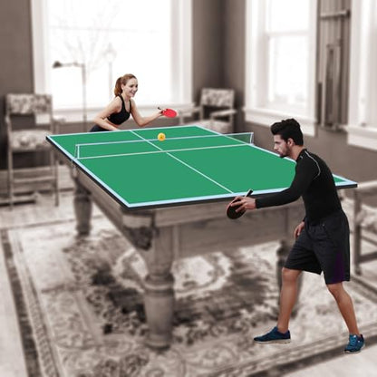 Ping Pong Table Top, 8×4FT Green Mid-Size Foldable Ping Pong Table Topper for Pool Table, Indoor Outdoor Table Tennis Conversion Top w/Net & Premium Foam Padding-Green