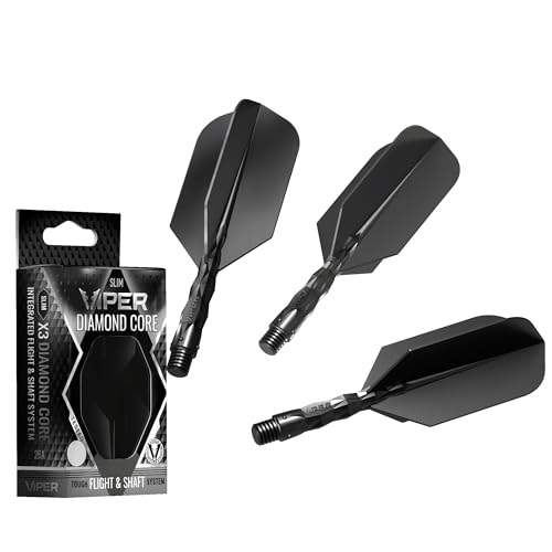 Viper Diamond Core Integrated Dart Flight & Shaft System - Precision Darting Accessory with Tough Polymers for Enhanced Performance, Set of 3 - color: Black