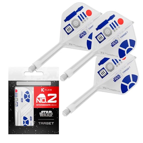 Target Darts Star Wars R2-D2 K Flex Integrated Dart Flights & Shafts | R2D2 Pack of 3 K-Flex, No.2 & No.6 | Short, Intermediate & Medium Disney Kflex Accessories - size: Intermediate (26mm), style: No.2