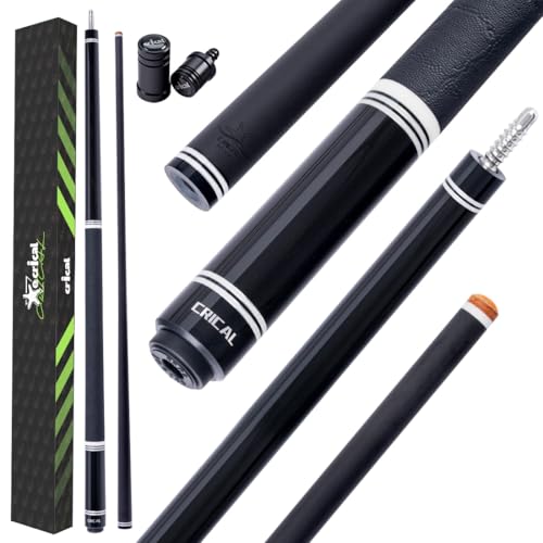 CRICAL RICAL Carbon Fiber Pool Cue 58” 19oz Billiard Cue Pro Taper Shaft Low Deflection Pool Cue Stick Professional Hand-Made Inlay Pool Stick with 12.5mm Tip-Competition Level, Ultra-Smooth - color: Black